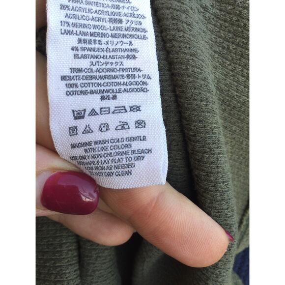 Free People green top ~ waffle olive green fairy grunge art school - Picture 13 of 14